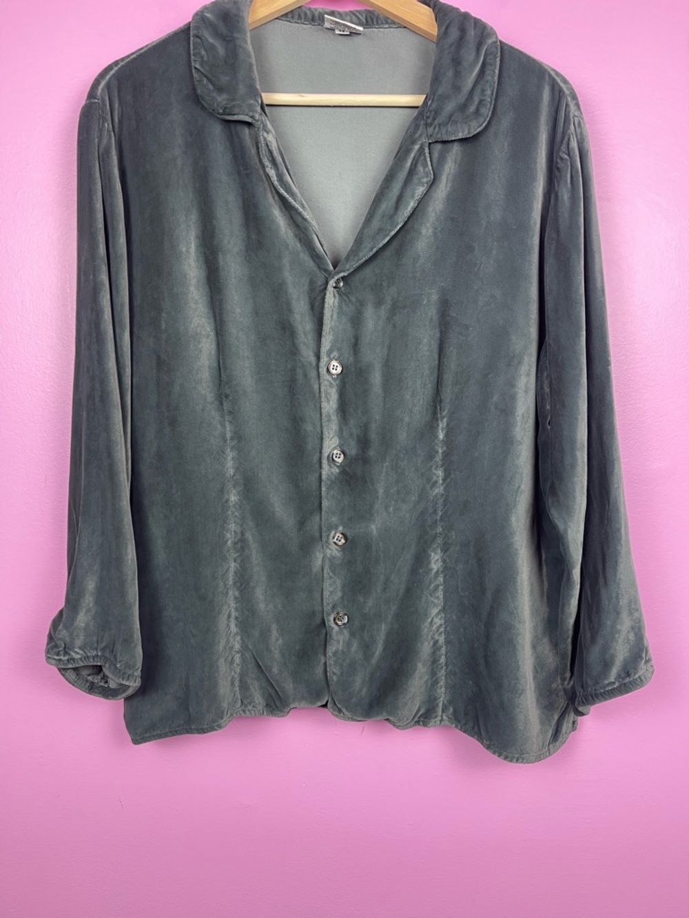 CP Shades Velvet Button-Up Shirt Jewel Green Women’s Medium Sausalito - Picture 5 of 10